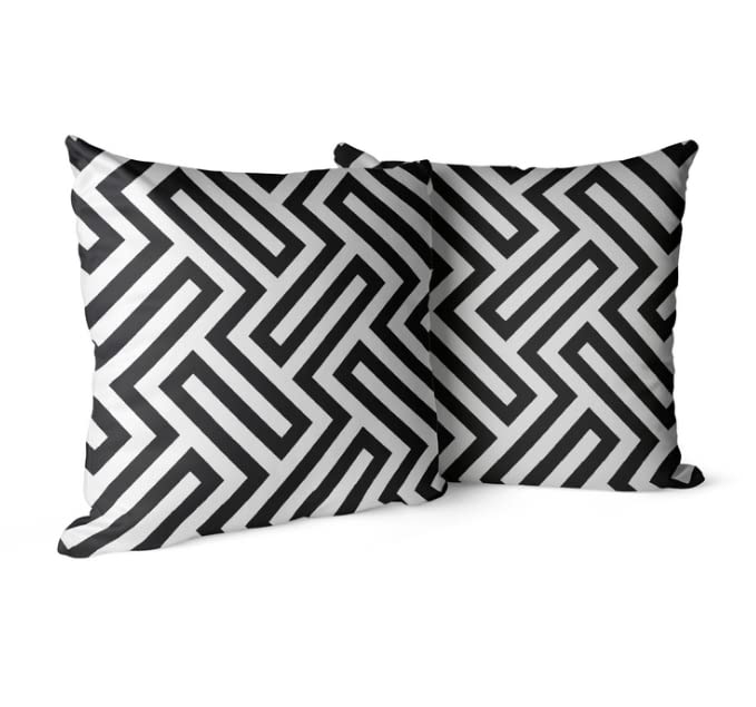 Velvet Cushion Cover in a striking Black & White pattern, 40x40 cm, a plush and luxurious decorative pillow that adds a touch of modern sophistication and bold contrast to your sofa