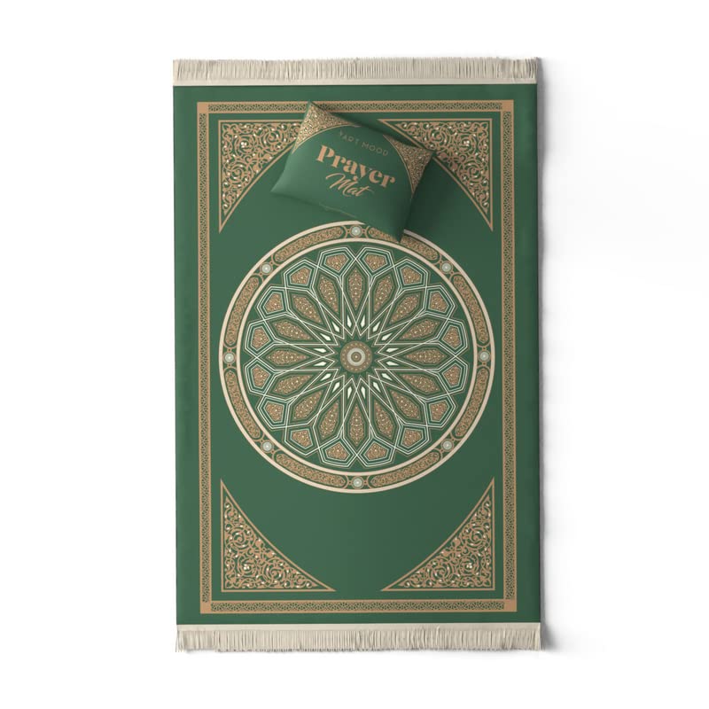 Velvet Prayer Mat in a rich Green, 68x117 cm, a luxurious rug with an elegant dome design, made from soft velvet to provide a comfortable surface for your daily prayers