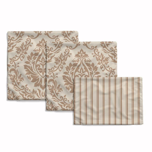 Velvet Cream Sophia Set Cushion Covers in Beige & Off-White, a plush 40x40 cm decorative pillow with a sophisticated design, perfect for an elegant, chic, and luxurious living room