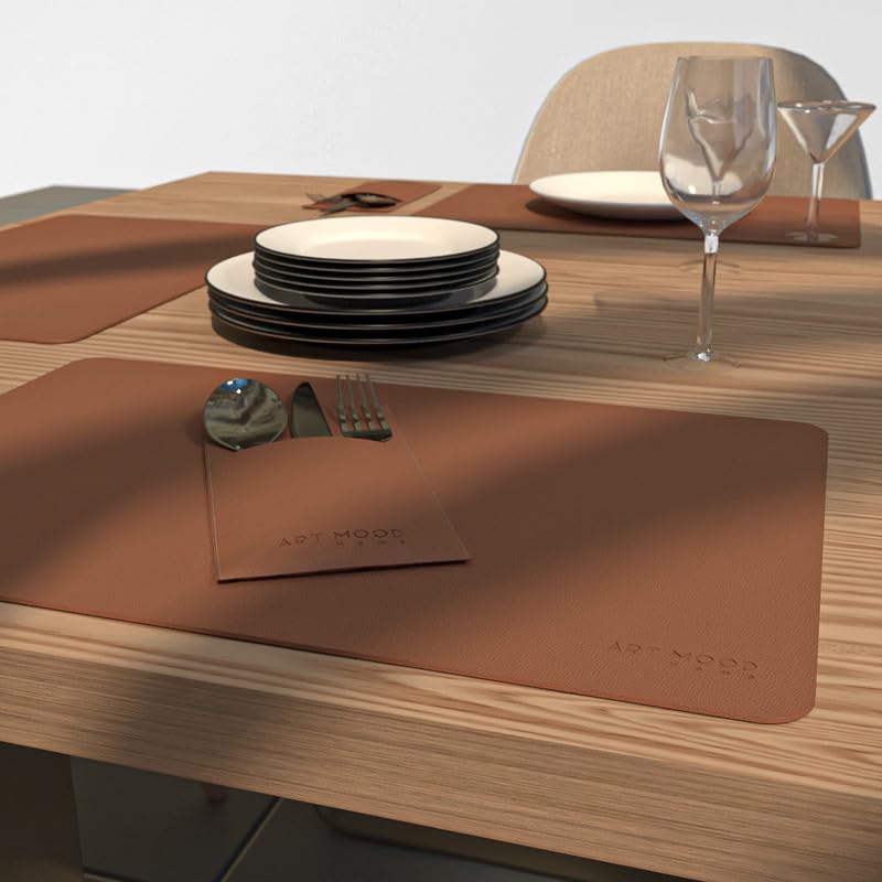 Leather Cover Holder - Set of 4 Cover Holders Durable for Dinner Plate, Dining Table
