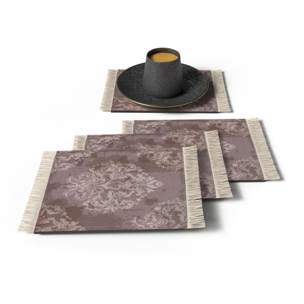 Rug Coaster - Elegant and Durable Mini Rug Coasters for Coffee Table, Dining, and Home Decor - Ultra-Soft Microfiber Polyester - Set Of 4