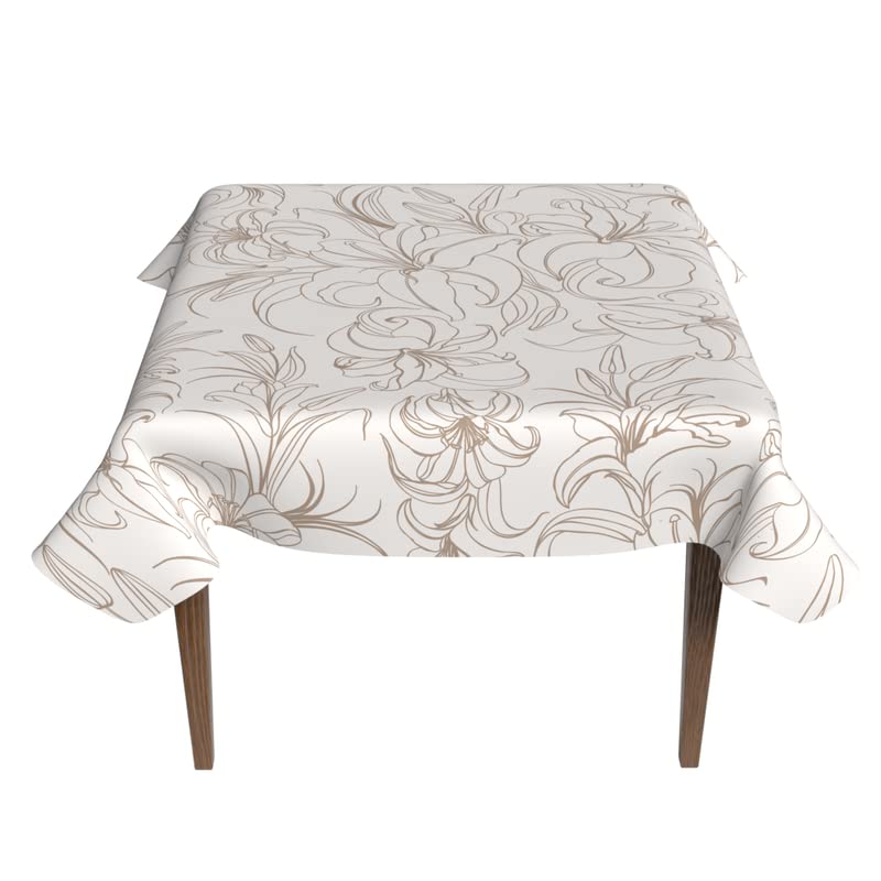 Jia Polyester Tablecloth in a Subtle Pattern, 140x140 cm Square, a Beautiful and Durable Decorative Table Cover perfect for Protecting your Dining or Kitchen Table for Everyday Use