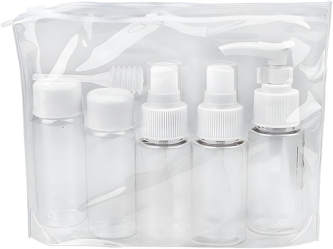 7-Piece Travel Bottles Set, Durable Reusable Transparent Plastic Bottles for Cosmetics, Perfume, and Skincare, Travel Kit for Women