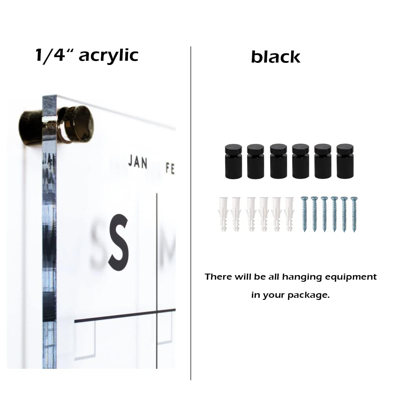 Acrylic Dry Erase Calendar for Wall, 58 x 40 CM, Clear Acrylic White Board Calendar for Home and Office, Stylish & Functional Wall Calendar