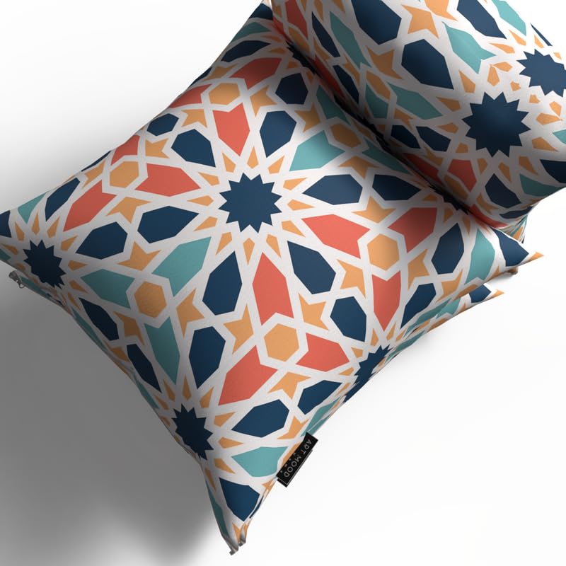 Arabesque Velvet Cushion Cover in White & Beige, a 40x40 cm decorative throw pillow with a classic Islamic pattern, brings timeless elegance to your Ramadan and festive home decor