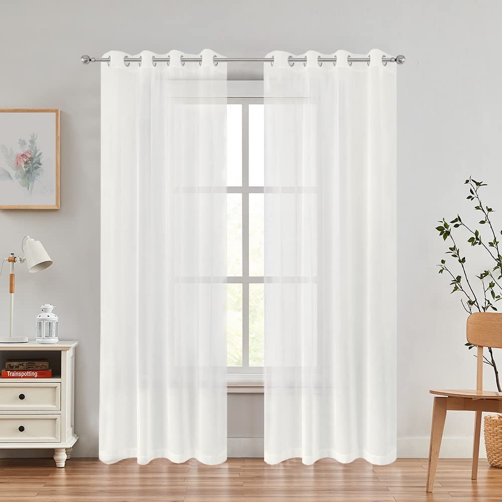 Curtains Natural Linen Light Filtering Curtains For Bed Rooms And Living Rooms - Steel Grommets - 1 Piece
