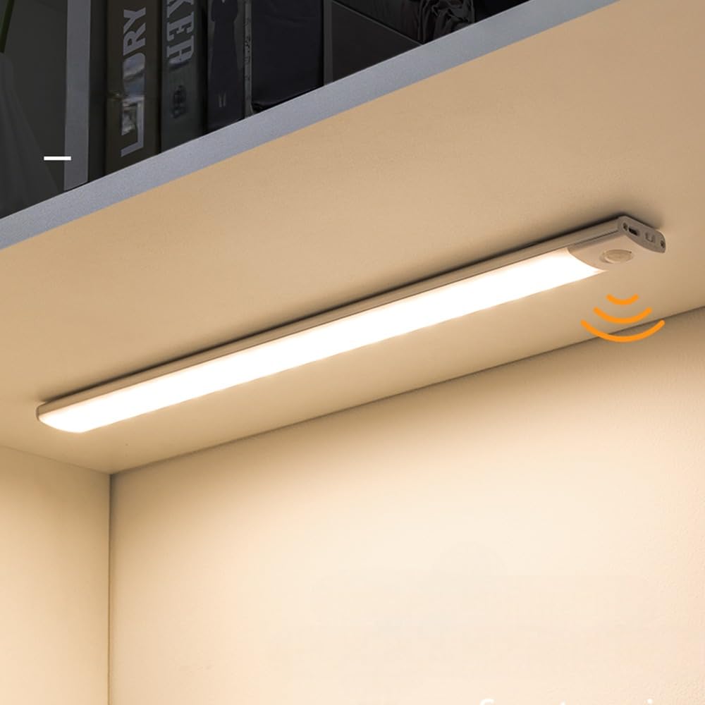Closet Lights, LED Under Cabinet Lighting, Wireless Motion Sensor Night Light, USB Rechargeable, Cool White, Magnetic Installation for Stairs, Kitchen, Drawer