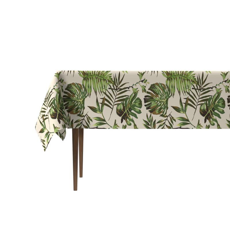 Troleaf Waterproof Tablecloth, a Multicolor 140x300 cm Rectangular Table Cover of Spillproof Polyester with a Tropical Leaf Design, a Vibrant Protector for Summer Parties and Patios