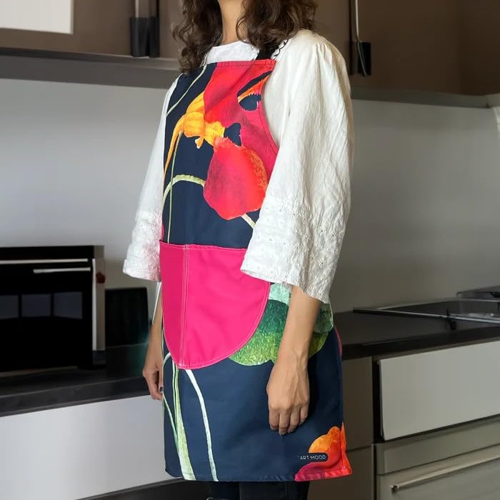 Apron, Cross-Back Design, Soft Cotton-Like Fabric, One Size, Lightweight Breathable Unisex with Front Pocket, for Cooking, and Daily Use