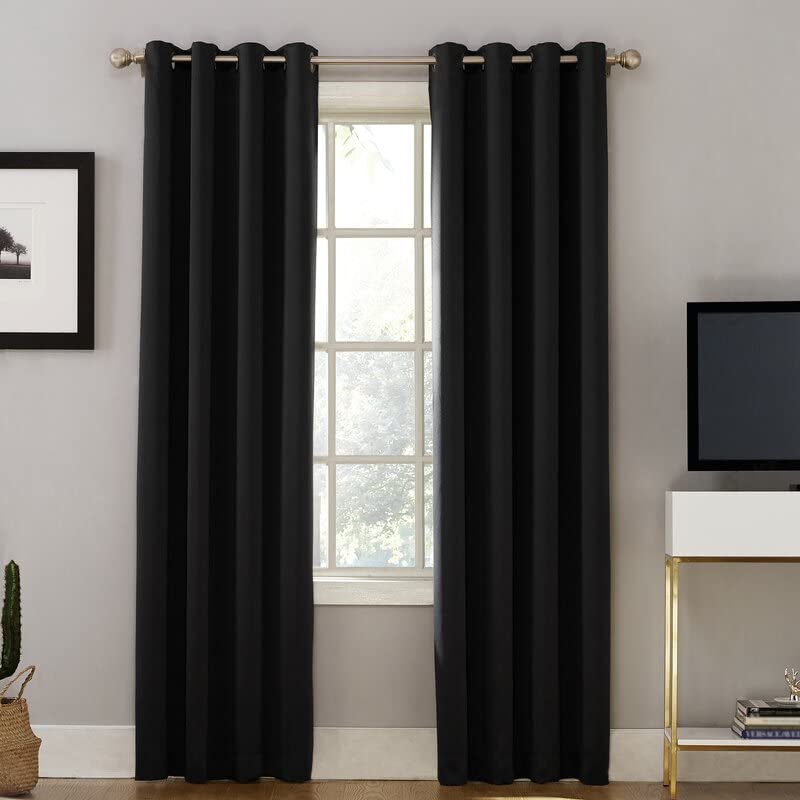 Black Blackout Curtains - steel Grommets - thermal Insulated fabric – for room darkness – 1 panel