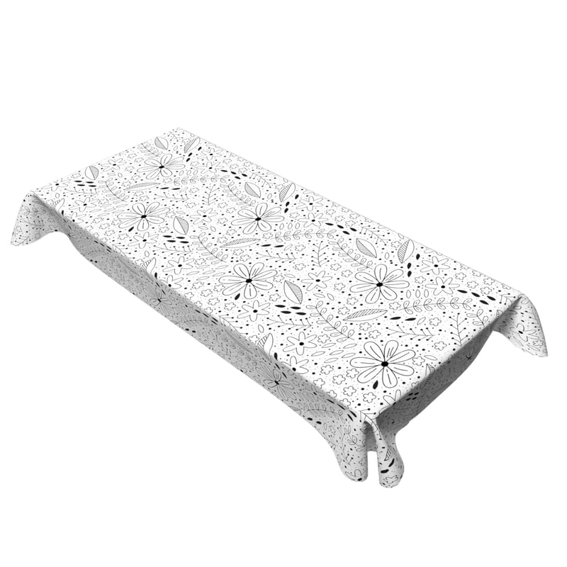 Coloring Canvas Junior Tablecloth, Water Repellent, Black & White, Multiple Designs & Sizes