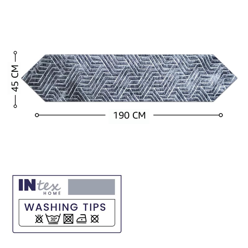 INtex Home Table Runner with V-Shaped End, Nadia’s Geometric Design in Heavy Duty Velvet Linen Fabric, Reception Living Room or Special Occasions, 1 Pc - 45 x 160 cm - Café