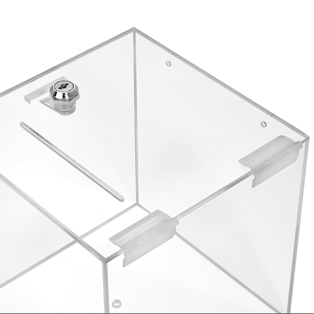 Acrylic Glass Box with Lock, Transparent Plexiglass Donation, Promotion, Competition Box, Lockable, Secure Fundraising and Feedback Collection
