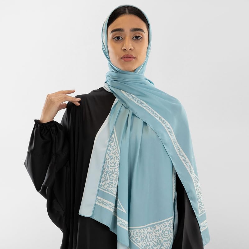 Isdal Al-Qubba Women's Prayer Dress, a One-Piece Garment in Blue & Black made from Soft Satin for Full Coverage and Comfort, One Size Fits All, an Ideal Prayer Abaya for Muslim Women