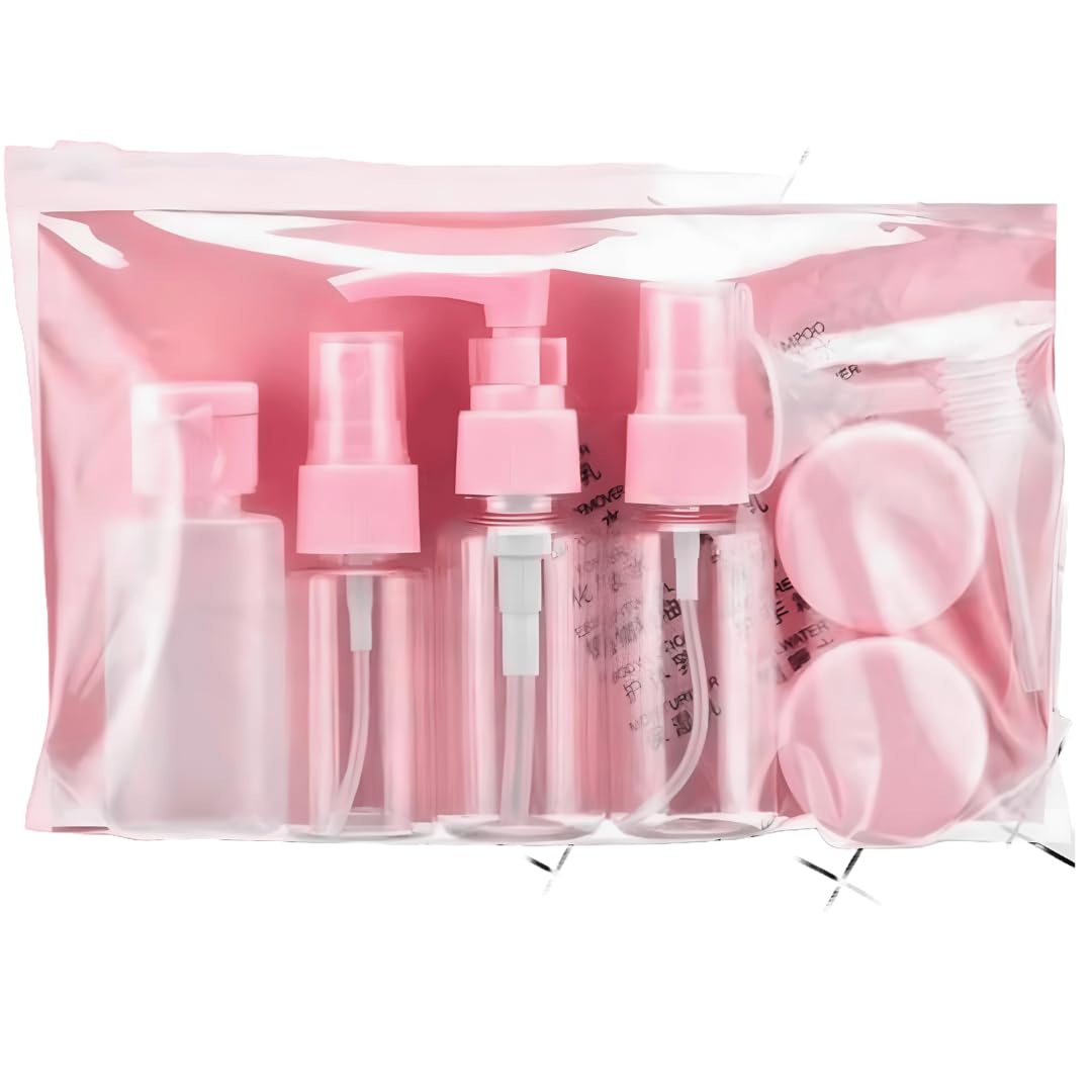 7-Piece Travel Bottles Set, Durable Reusable Transparent Plastic Bottles for Cosmetics, Perfume, and Skincare, Travel Kit for Women