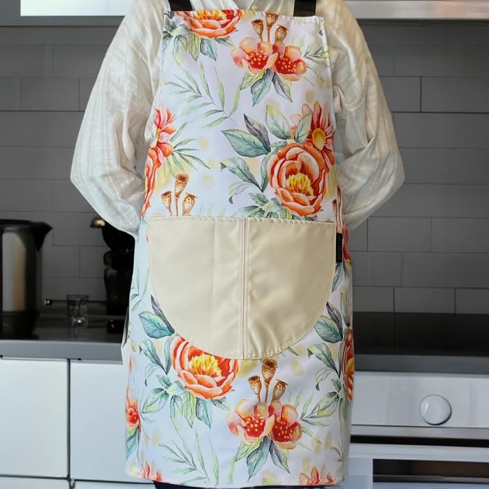 Apron, Cross-Back Design, Soft Cotton-Like Fabric, One Size, Lightweight Breathable Unisex with Front Pocket, for Cooking, and Daily Use