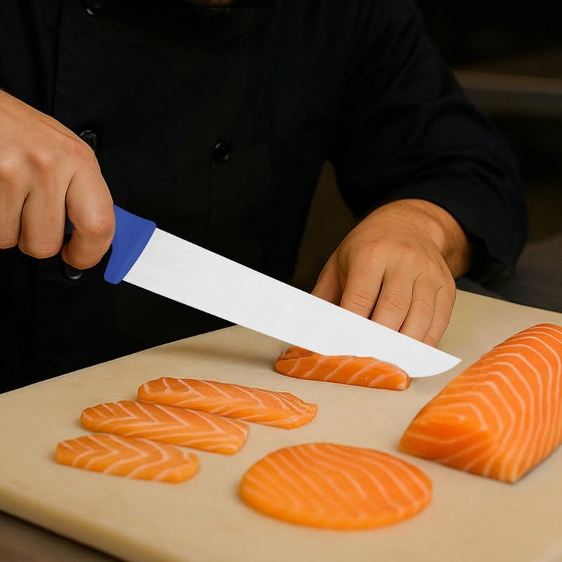 Professional Meat Knife – 10-Inch Stainless Steel Blade with Blue Textured Polypropylene Handle – Precision Cutting Tool