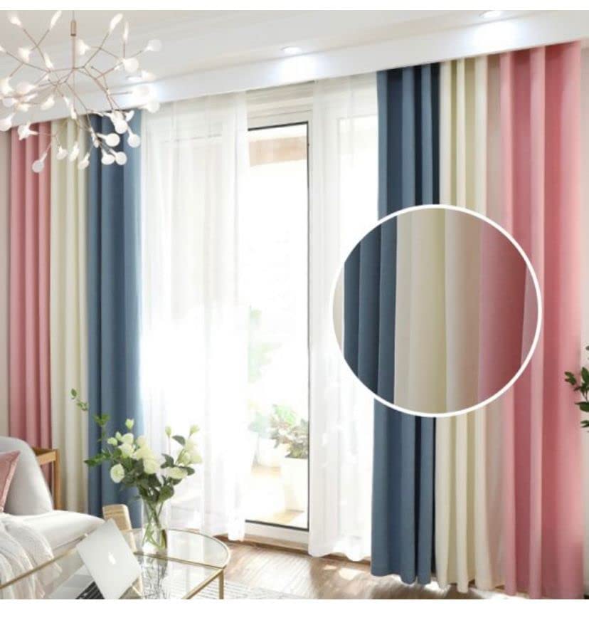Linen Velvet Modern Design Curtain- Soft Fabric - three colors with Tie-backs - 2 Piece 4 meters width