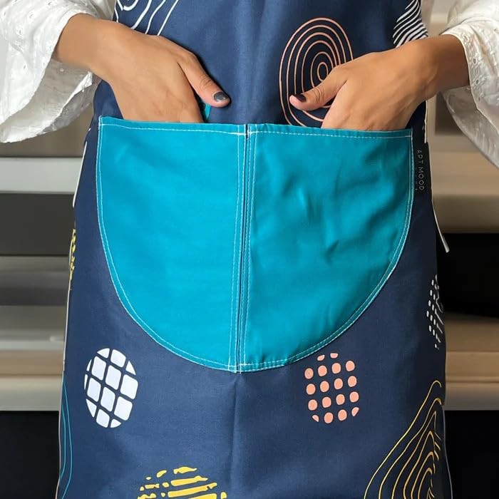 Apron, Cross-Back Design, Soft Cotton-Like Fabric, One Size, Lightweight Breathable Unisex with Front Pocket, for Cooking, and Daily Use
