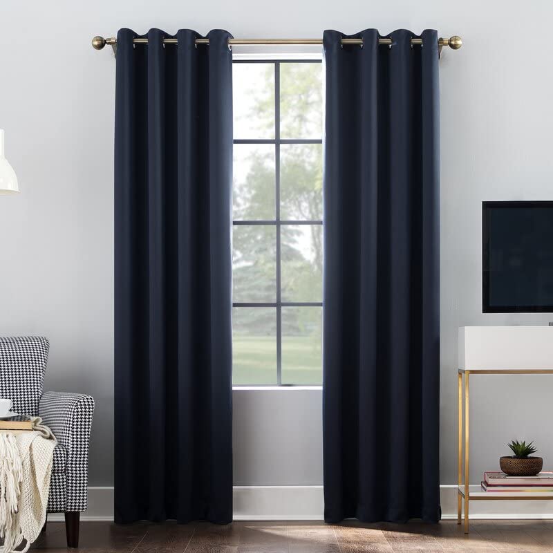 Navy Blackout Curtains - steel Grommets - thermal Insulated fabric – for room darkness – 1 panel