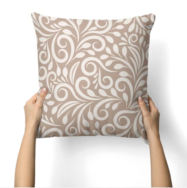 Canvas Cran Cushion Cover in Beige & White, a durable decorative pillow with a subtle and sophisticated pattern, 40x40 cm, perfect for a minimalist, modern, or neutral home decor theme