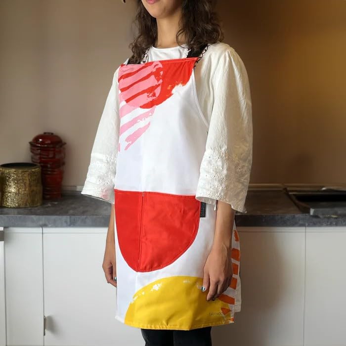 Apron, Cross-Back Design, Soft Cotton-Like Fabric, One Size, Lightweight Breathable Unisex with Front Pocket, for Cooking, and Daily Use