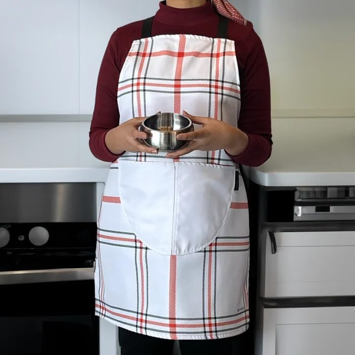 Apron, Cross-Back Design, Soft Cotton-Like Fabric, One Size, Lightweight Breathable Unisex with Front Pocket, for Cooking, and Daily Use
