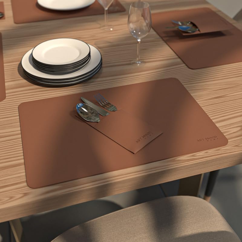 Leather Cover Holder - Set of 4 Cover Holders Durable for Dinner Plate, Dining Table