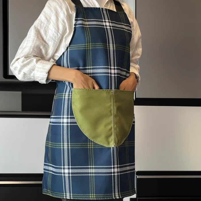 Apron, Cross-Back Design, Soft Cotton-Like Fabric, One Size, Lightweight Breathable Unisex with Front Pocket, for Cooking, and Daily Use