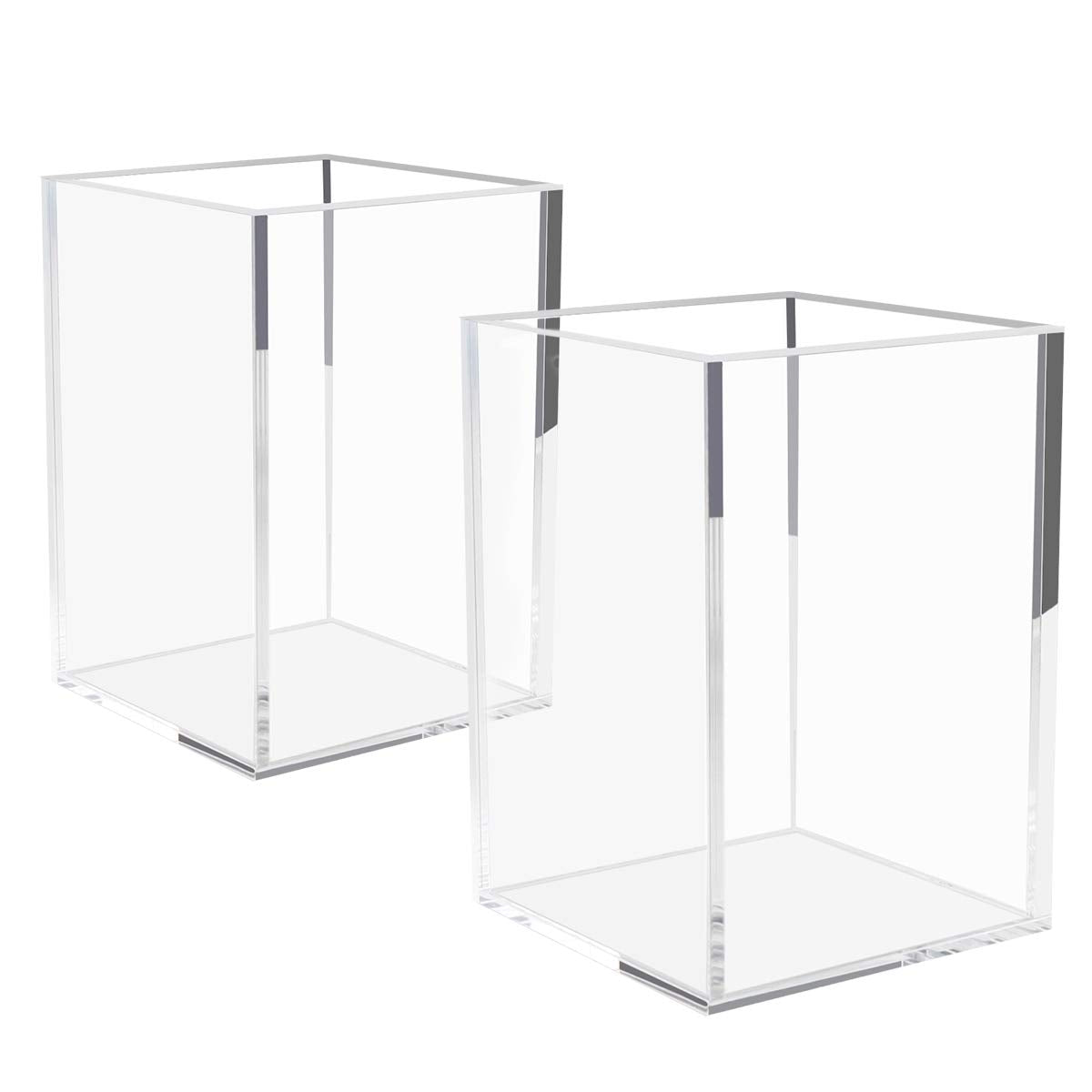 Clear Acrylic Pen Holder, 2-Pack Pencil and Stationery Organizer for Office Desk Accessories