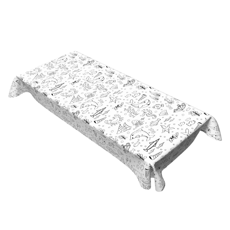 Coloring Canvas Junior Tablecloth, Water Repellent, Black & White, Multiple Designs & Sizes