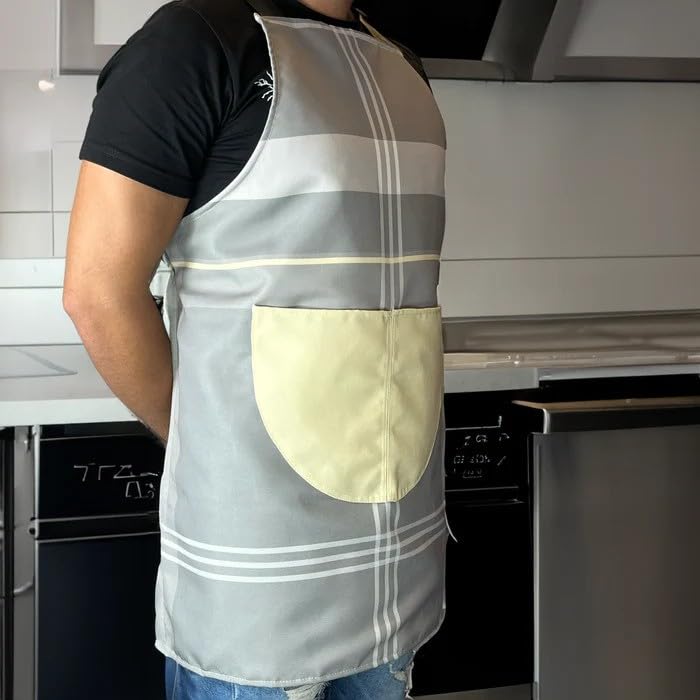 Apron, Cross-Back Design, Soft Cotton-Like Fabric, One Size, Lightweight Breathable Unisex with Front Pocket, for Cooking, and Daily Use