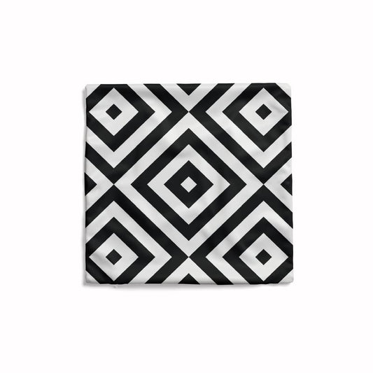 Velvet Mono Cushion Cover in Black & White, a plush 40x40 cm decorative pillow with a striking monochromatic pattern, adding a touch of modern luxury and bold graphic design to your sofa