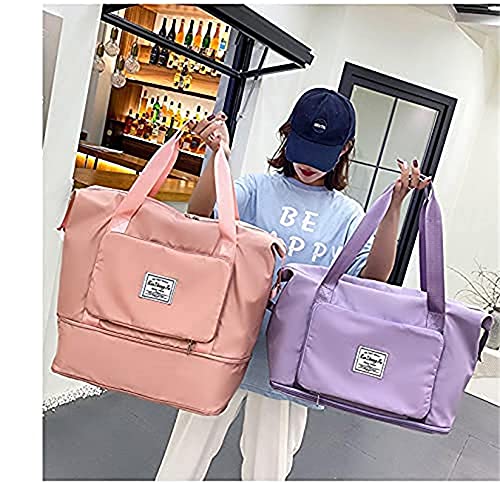 Large Capacity Folding Travel Bag,Portable Foldable Travel Lightweight Waterproof Oxford Fabric Duffel Bag Carry Luggage Bag for Gym, Vacation, Grey