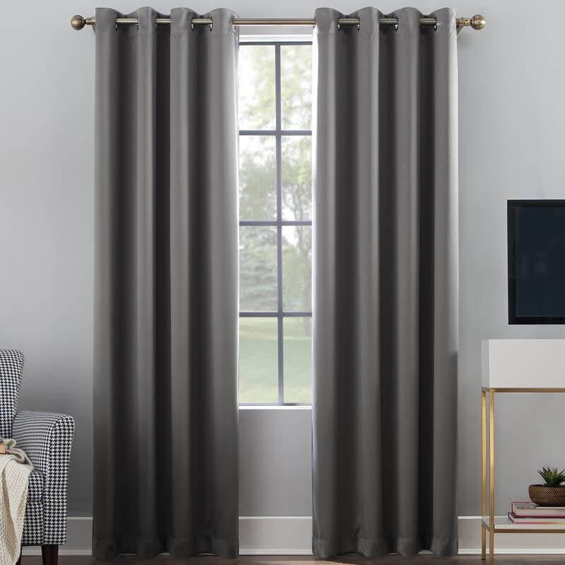 Gray Blackout Curtains - steel Grommets - thermal Insulated fabric – for room darkness – 1 panel
