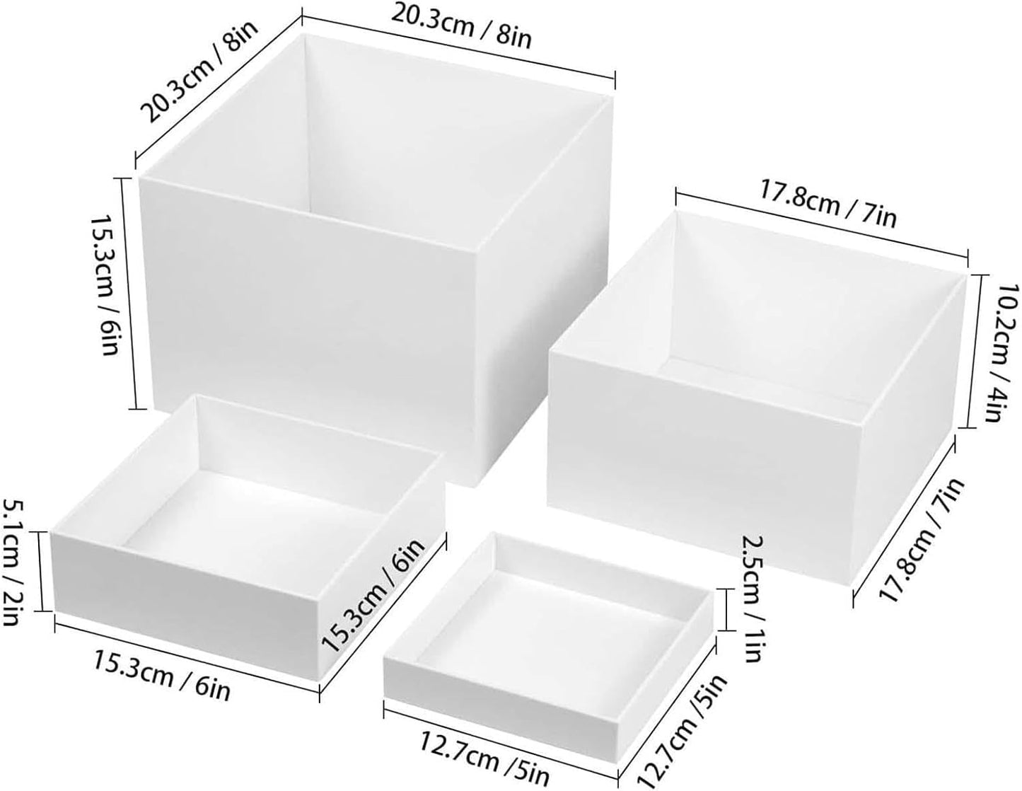 4-Piece Acrylic Buffet Risers, Stackable Cube Display Stand with Interlocking Risers for Candy, Cupcakes and Party Decor, Clear Plinths for Weddings, Birthdays and Events