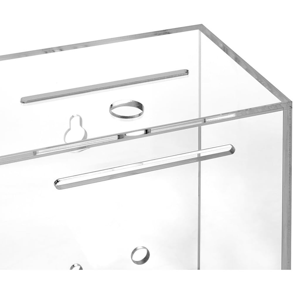 Acrylic Donation and Suggestion Box with Lock, Crystal Clear Freestanding or Wall-Mounted Display Box for Ballots, Promotions, or Feedback, Secure Slot Lid with Keys, Transparent Design