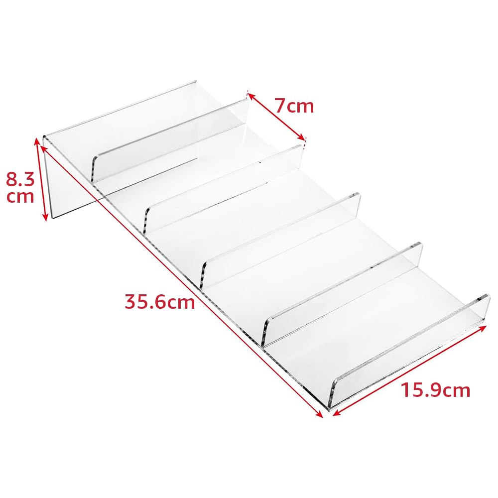 Acrylic Eyewear Stand Holder, Clear Display Rack Organizer for 5 Pairs of Eyeglasses or Sunglasses, Vertical Storage Stand for Desktop, Closet, or Retail Counter Use, Clear