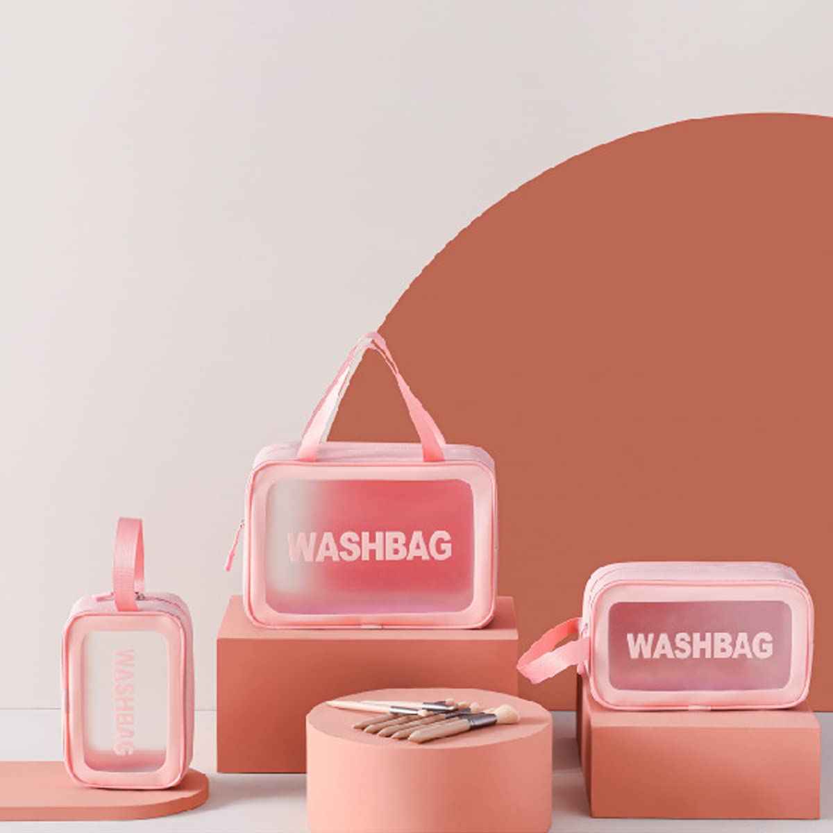 Clear Toiletry Bag Set of 3, Transparent Makeup Cosmetic Bags, Travel Wash Pouch for Women,Waterproof Organizer for Toiletries, Skincare, and Accessories