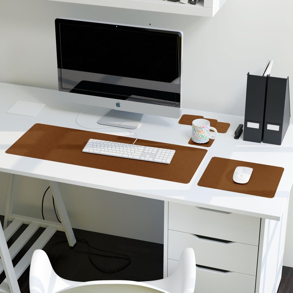 Leather Office Set - Premium Faux Leather Desk Accessories with Elegant Detailing, Perfect for Organizing Home Office or Professional Workspace