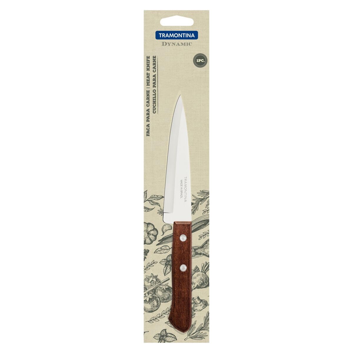 Dynamic Kitchen and Fish Knife, Stainless Steel Blade for Versatile Cutting, Natural Wood Handle with Aluminum Rivets, Durable and Resistant