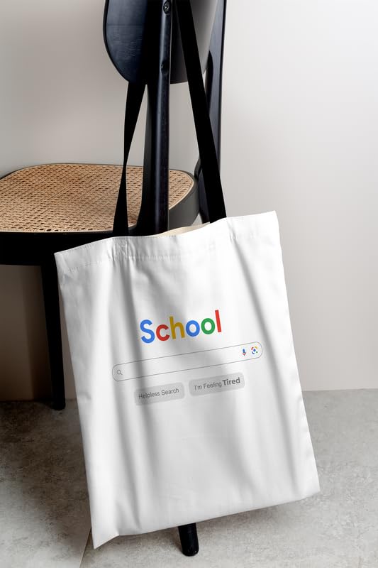 Canvas School Tote Bag, a Durable and Reusable Bag in White, 32x45 cm, a Classic and Practical Carrier for Students to hold Books, Binders, and School Supplies, a Perfect Gift