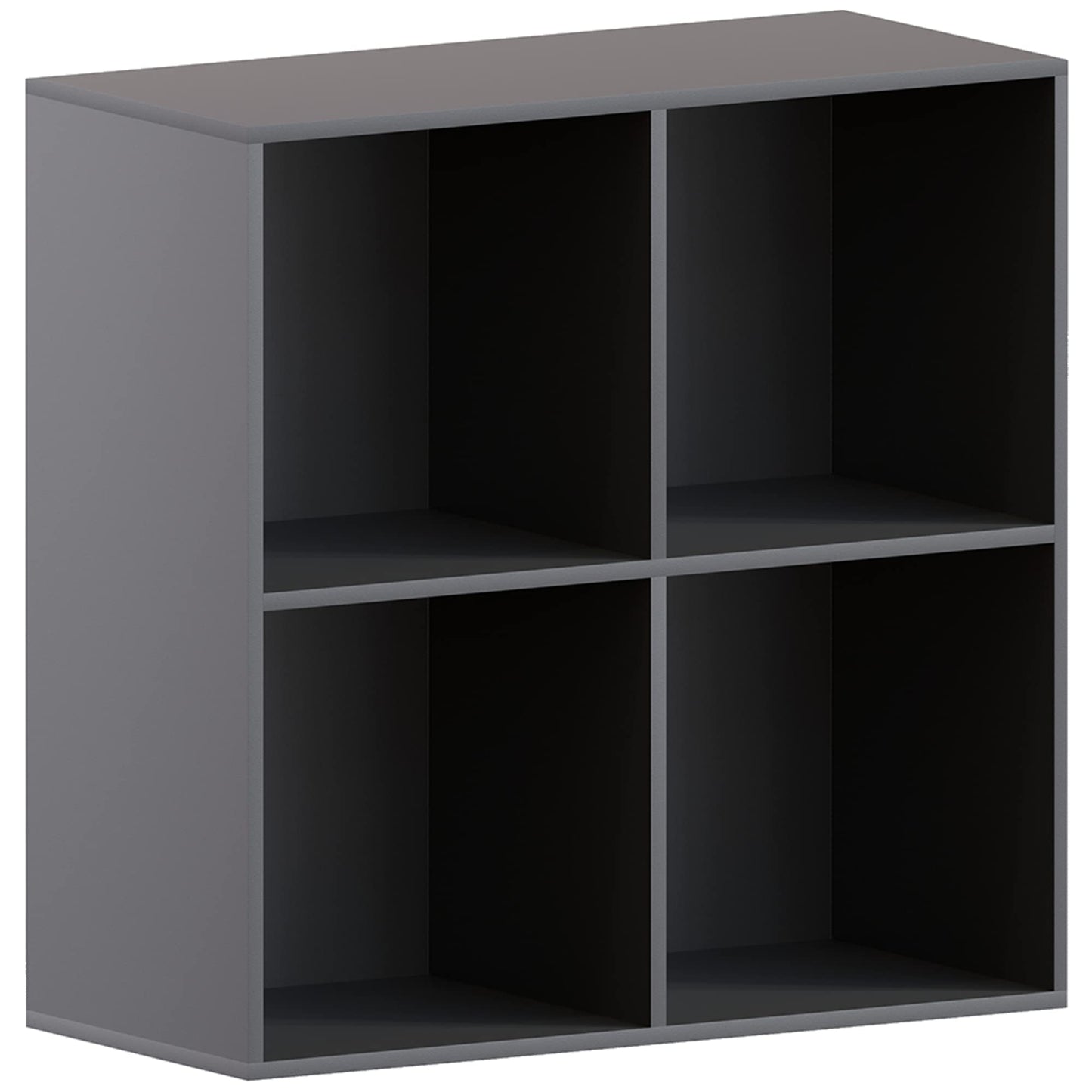Durham 4 Cube Bookcase, Black Storage Organizer for Living Room or Home Office, Modern Bookshelf Furniture, Versatile Display and Organization Unit, Sturdy Wood