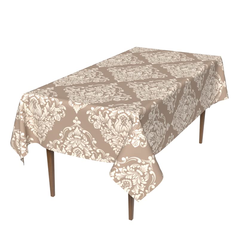 Royal Waterproof Tablecloth in Beige & White, a 140x300 cm Rectangular Table Cover of Spillproof Polyester, an Elegant Stain-Resistant Protector for Formal Dining or Large Tables