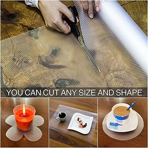 Multipurpose 45cm x 10m Anti-Slip Bathroom Kitchen Cabinet Drawer Shelf Mat Liner Sheets Roll, Fridge Mat, Table Mat (45cm X 10 Meters Roll, Transparent White), Ethylene Vinyl Acetate