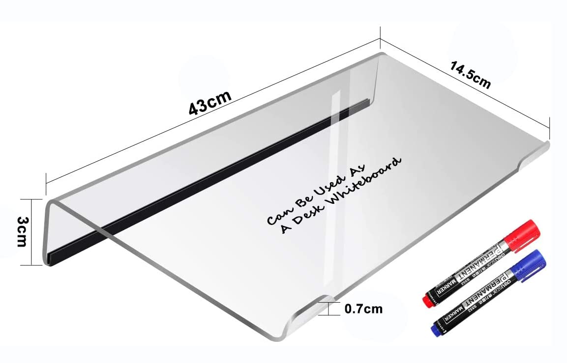 Acrylic Computer Keyboard Stand, Clear Keyboard Riser Tray with Rubber Strip, Supports Comfortable Typing Position for Home Office Desk and Workstations, Ergonomic Acrylic Holder, Clear