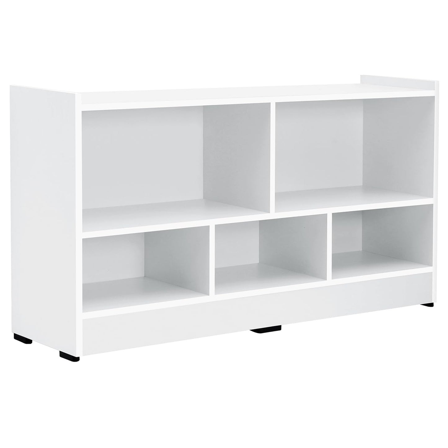 5-Compartment Engineered Wood Book Shelf, a DIY Slim Open Display Rack for Home Library or Office, L110 x H62.5 cm, in a versatile White finish