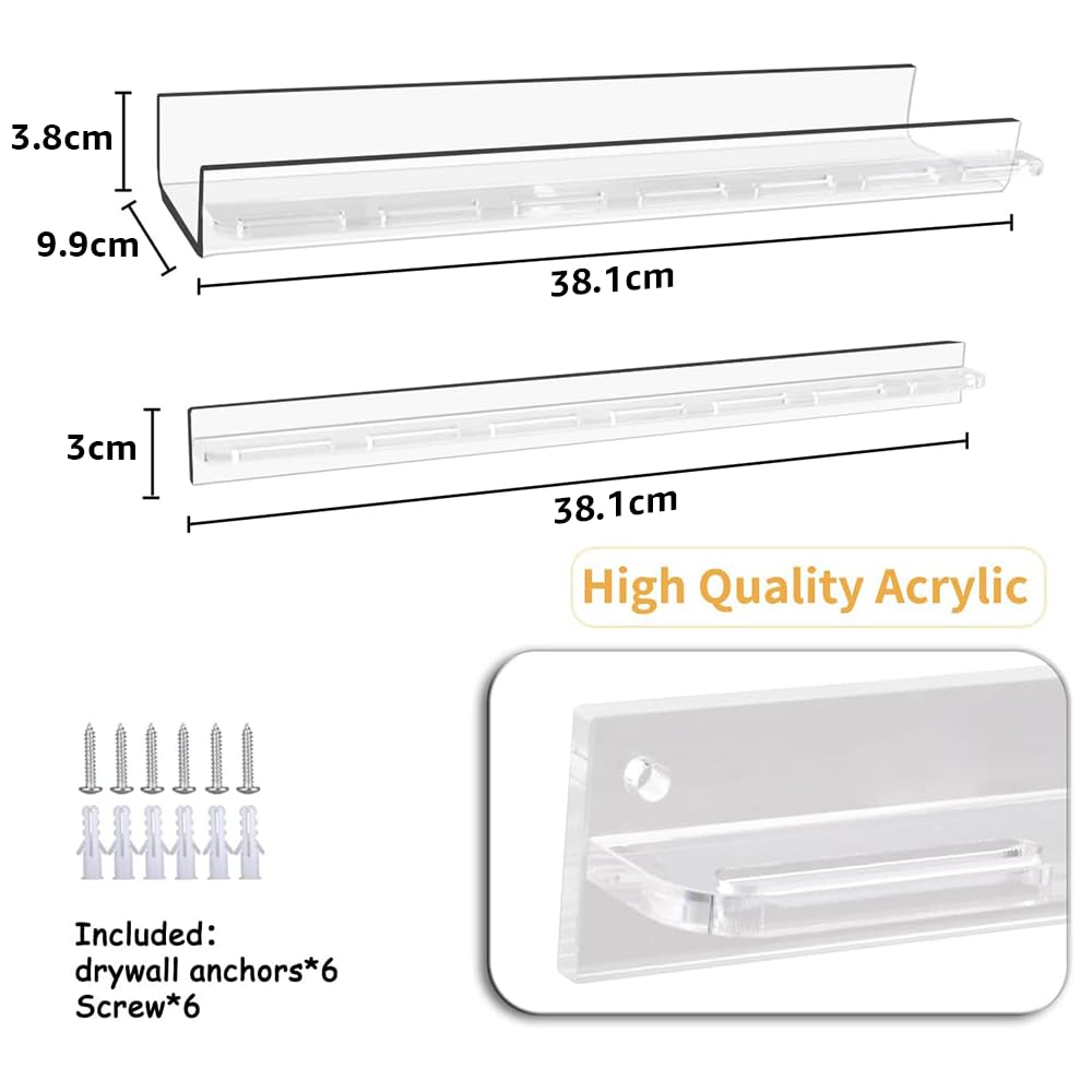3 Pack Wall Mount Sunglasses Organizer, Clear Acrylic Hanging Eyeglass Holder and Display Rack, Modern Storage Shelf for Eyewear, Jewelry, and Entryway Keys