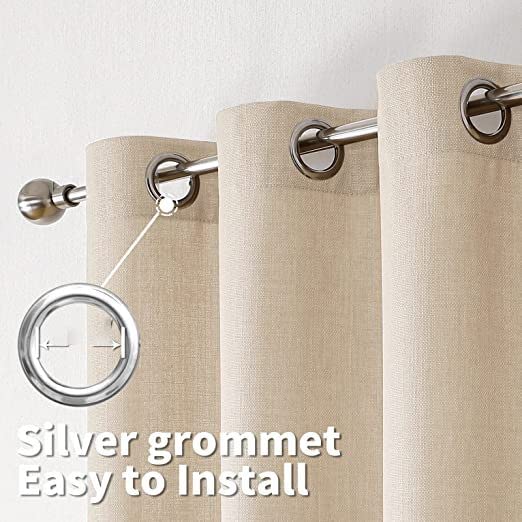 Natural Linen Curtains -Semi Transparent Sheer -Soft And Durable Fabric -For Living Rooms And Bedroom Steel Grommets -Two Pieces