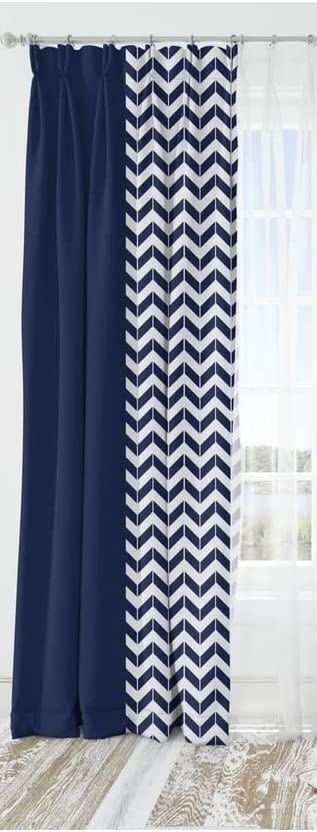 Velvet Striped With 2 Navy Panels - Steel Grommets